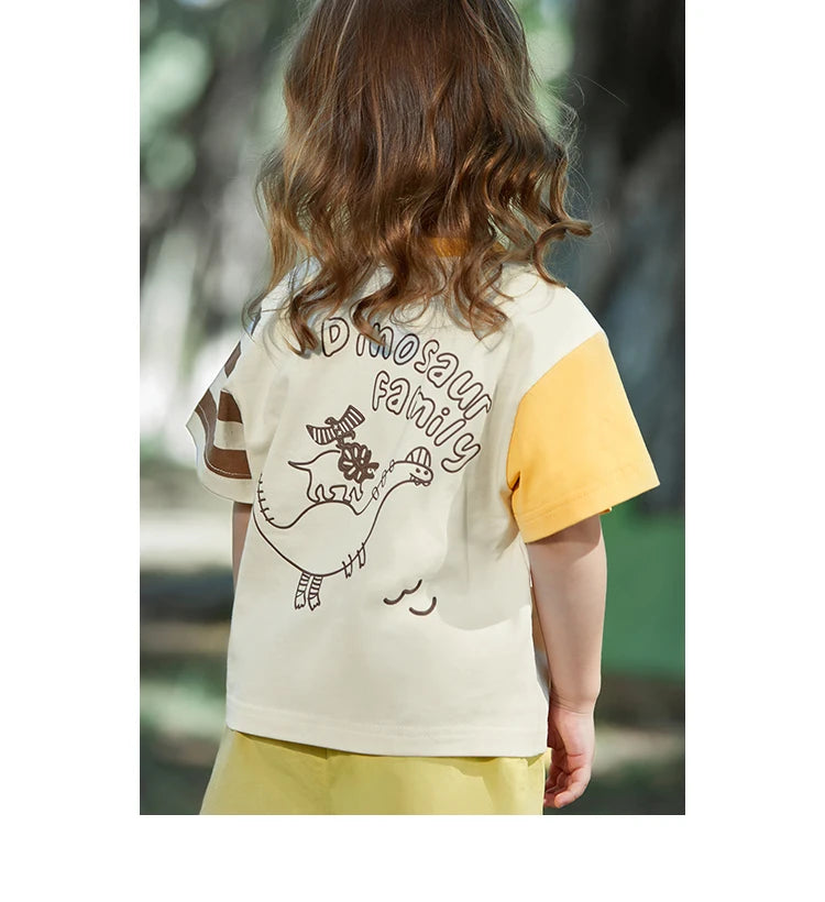 Amila Fashion T-shirt for a Boy 2023 Summer New Dinosaur Print Baby Tee 100% Cotton Baby Clothes Boy Brand Baby's Tops Kids 0-6Y