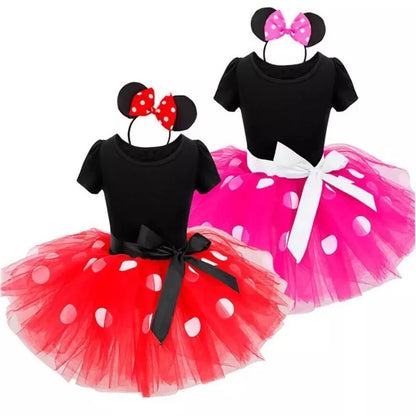 Mini Maus Baby Mädchen Kleider 2-6 Jahre Cosplay Prinzessin Kostüm für Mädchen Kinder Geburtstag Weihnachtsfeier Polka-Dot Kleider Kleidung