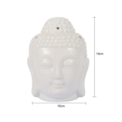 Buddha-Kopf-Brenner für ätherische Öle, Wachsschmelzbrenner, Aromatherapieofen, Keramik-Öldiffusor, Teelichthalter, Ornament