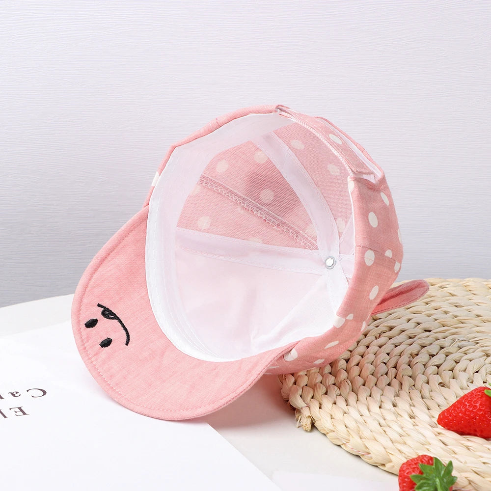 Baby's Casual Baseball Hat For 6-24Months Spring Summer Autumn Rabbit Ear Cap Dot Beach Caps Panama Cap Outdoor Children Sun Hat