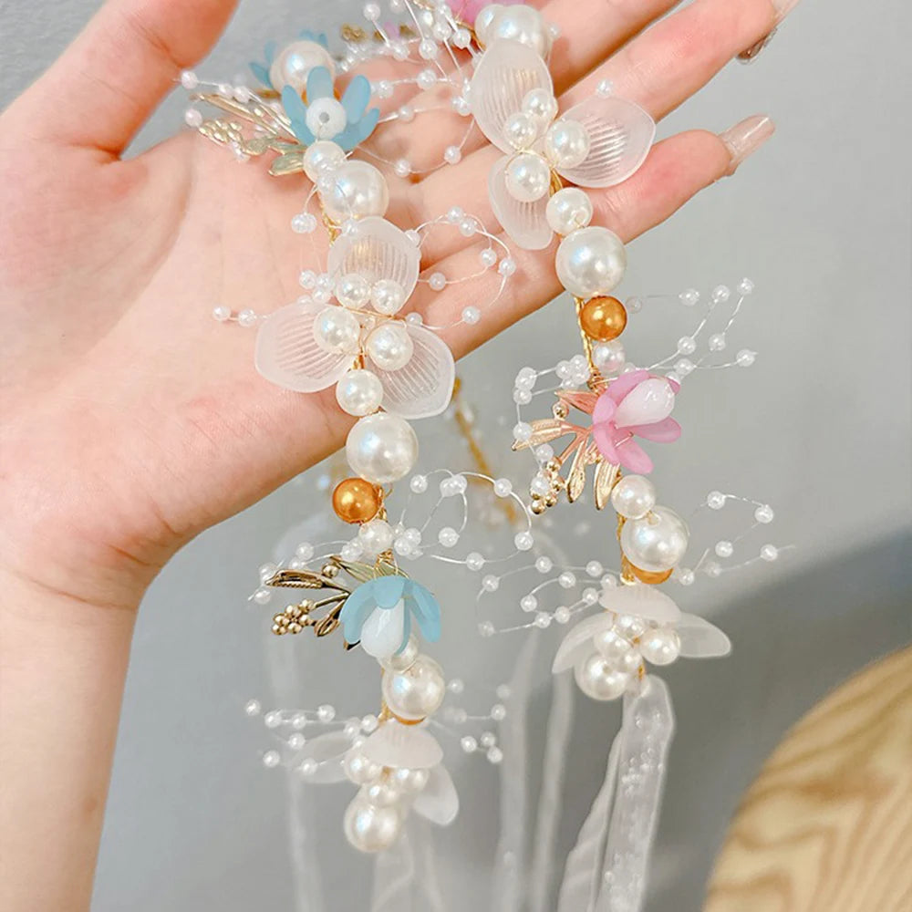 Children's Garland Headband Pearl Crown Girl Princess Korean Headdress Performance Flower Girl Wedding Accessories For Kids