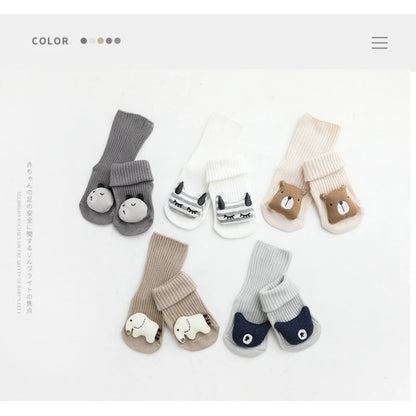 Cute Cartoon Bear Baby Socks For Boys Girls Spring Autumn Soft Cotton Anti Slip Soled Newborn Toddler Sock Kids Warm Socken