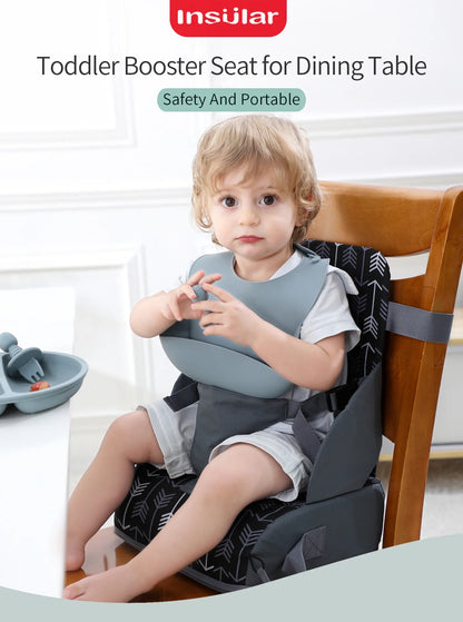 INSULAR Portable Foldable Anti slip Children's Seat High Cushion Baby Dining Chair High Cushion Children's Travel Supplies