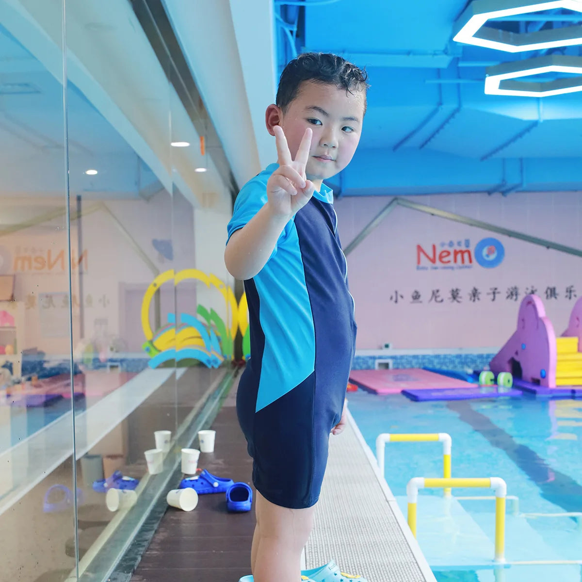 Children's Swimsuit Boys and Girls One-Piece Training Suit Swimsuit Middle-Aged Children boys and Girls Set