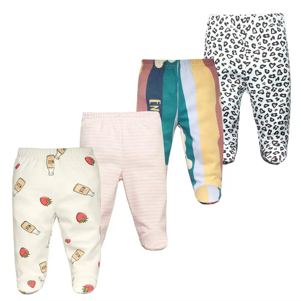 3/4/5PCS/Lot Newborn Baby Pants Soft Cotton Cartoon Boys Pants Spring Autumn Footed Infant Baby Girls Pants Stripe Baby Trousers