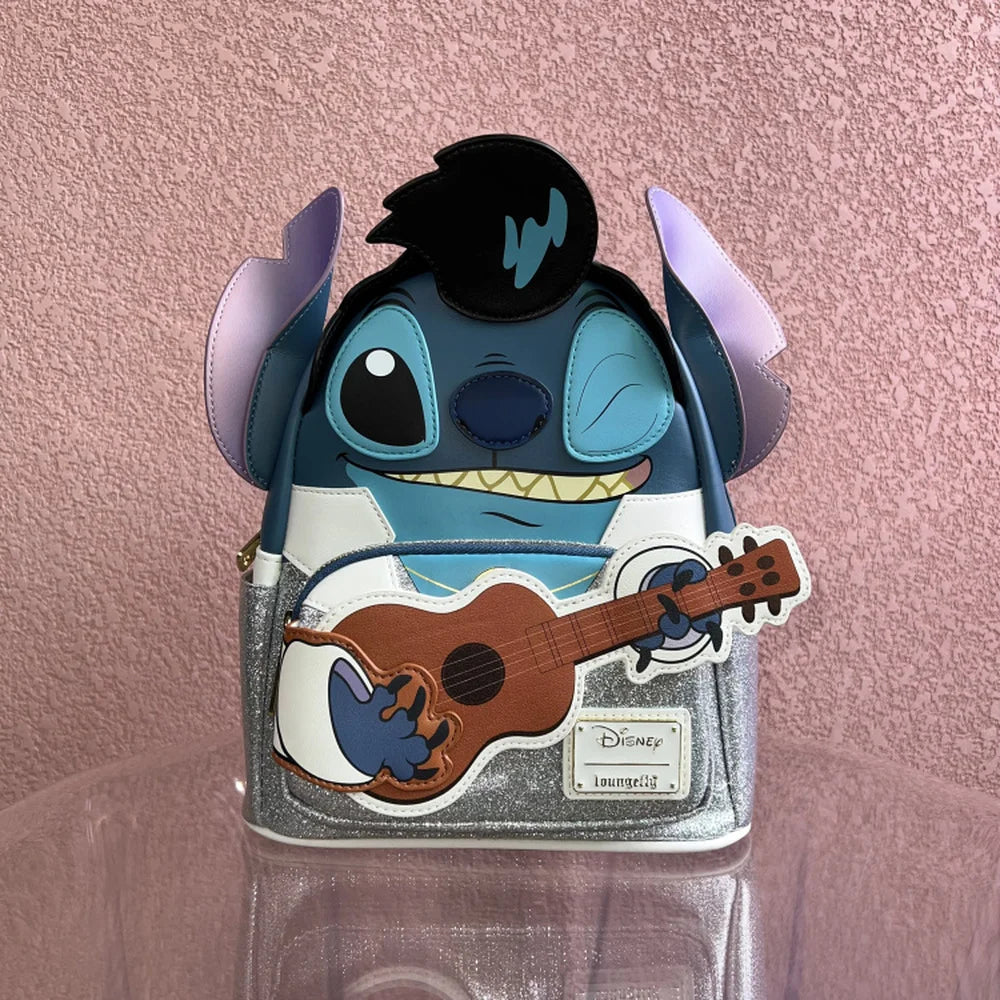 Original Disney Stitch Loungefly Rucksack Niedlicher Rucksack mit Cartoon-Stickerei-Design Frischer und lässiger Mini-Rucksack Damentasche