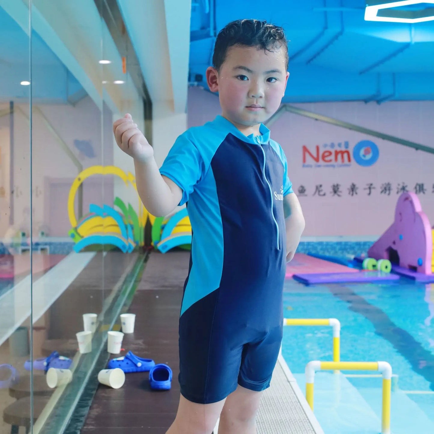 Children's Swimsuit Boys and Girls One-Piece Training Suit Swimsuit Middle-Aged Children boys and Girls Set