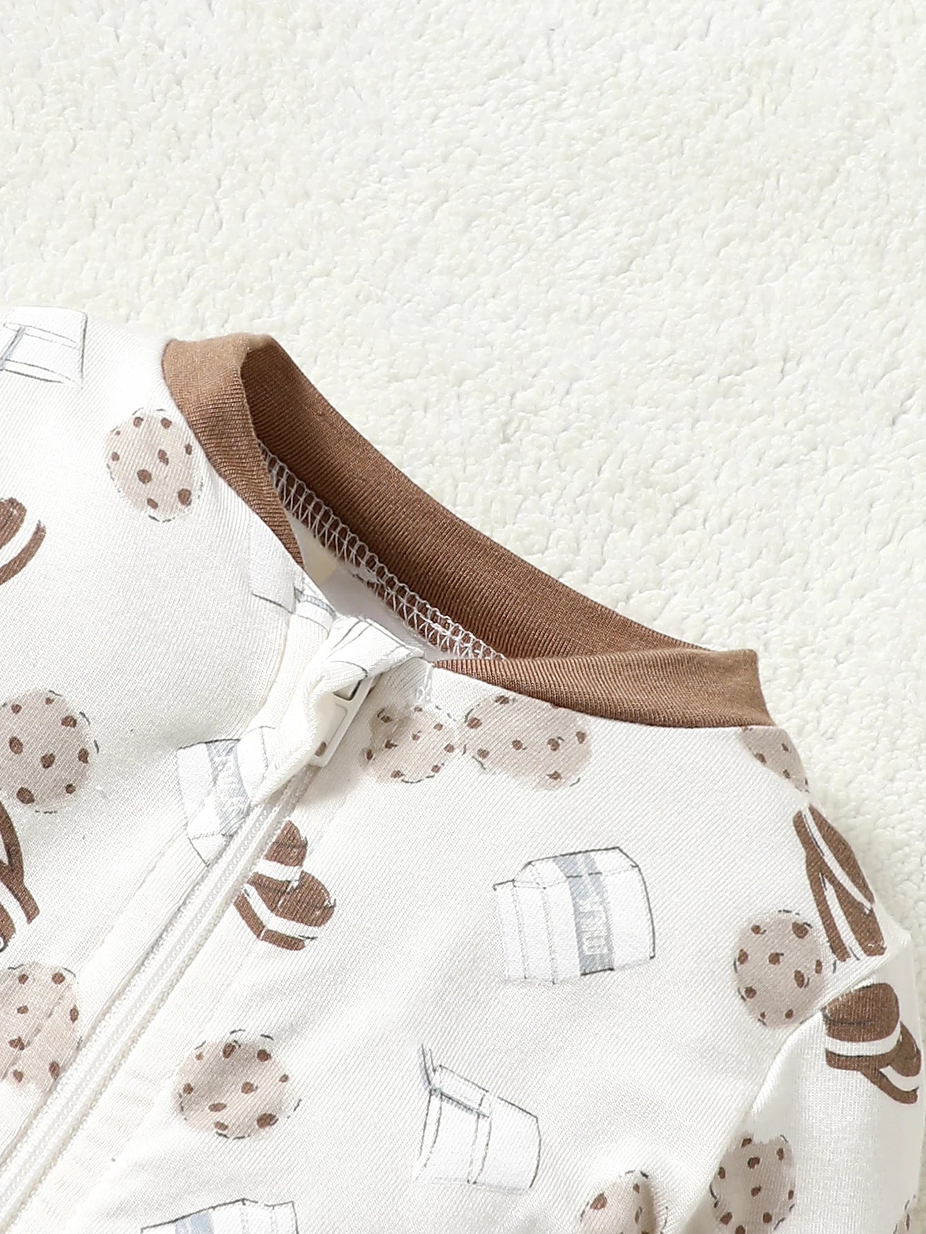 2-teiliger Baby-Overall für Frühling und Herbst für Mädchen/Jungen mit Knöchellänge und Bambusfaser, atmungsaktiv und bequem, Serie „Brown Clean Flower“