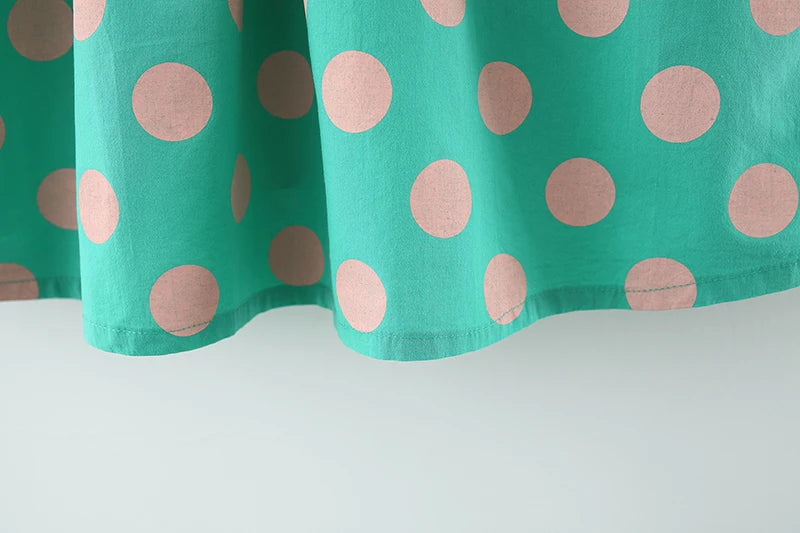 Sommer baby mädchen kleid baby mädchen farbe passenden großen revers voller polka dot blase ärmeln prinzessin kleid