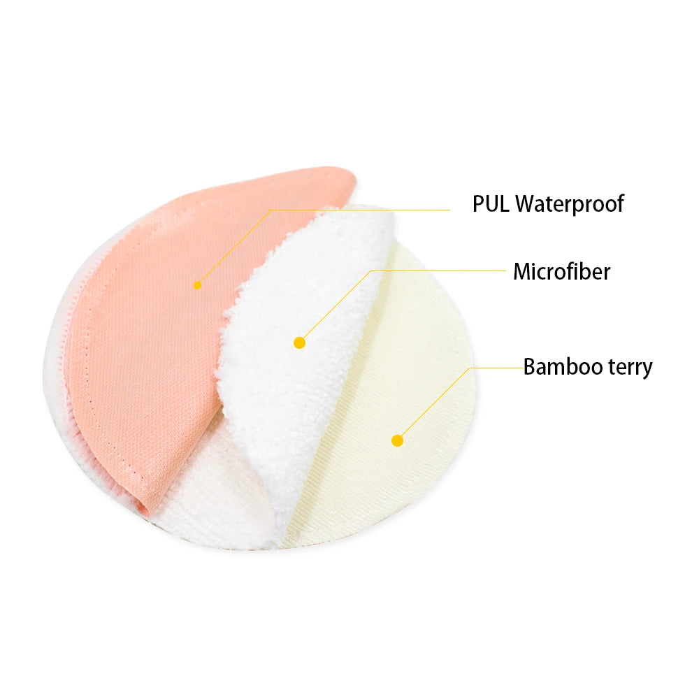 2 Pcs Organic Bamboo Viscose Nursing Breast Pads - Washable and Reusable Breastfeeding Pads