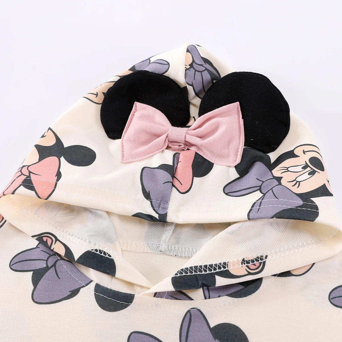 Disney Full Printhed Minnie Mouse Hoodie 2PCS Set for Kids Girl Autumn Long Hooded Pullover Set Children Casual Clothing Outfits