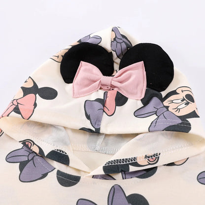 Disney Minnie Maus Kapuzenpullover 2-teiliges Set für Kinder Mädchen Herbst Langarm Kapuzenpullover Set Kinder Freizeitkleidung Outfits