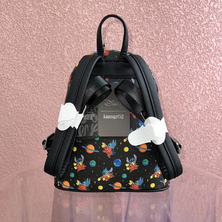 Original Disney Stitch Loungefly Backpack Cute Cartoon Embroidered Design Backpack Fresh And Casual Mini Backpack Women's Bag