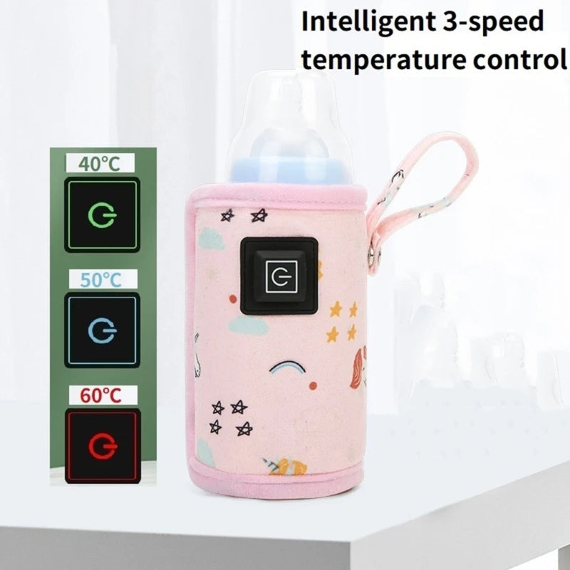 Portable USB Baby Bottle Warmer Travel Milk Warmer Infant Feeding Bottle Heated Cover Insulation Thermostat  Heater Dropshipping