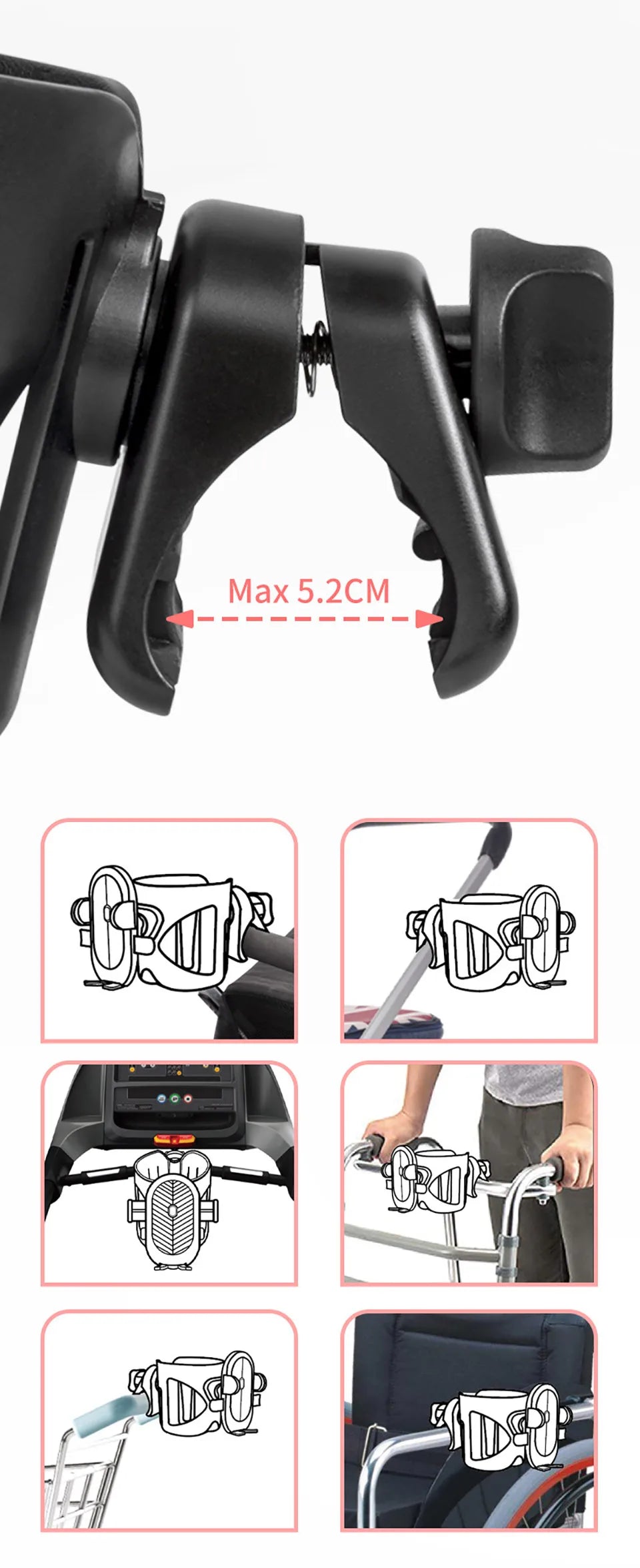 Cup Holder For Stroller Phone Holder Milk Bottle Support For Outing Anti-Slip Design Universal Pram Baby Stroller Accessories