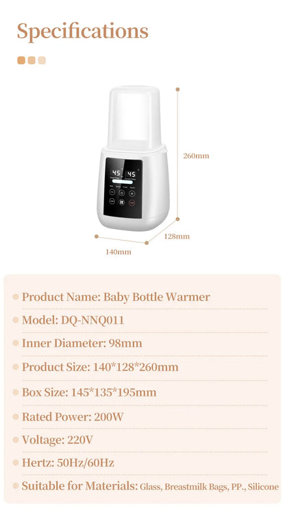 Baby Bottle Warmer & Sterilizer 6-in-1Multifuntion Breast Milk Warmer Accurate Temperature Control Baby Bottle Heater