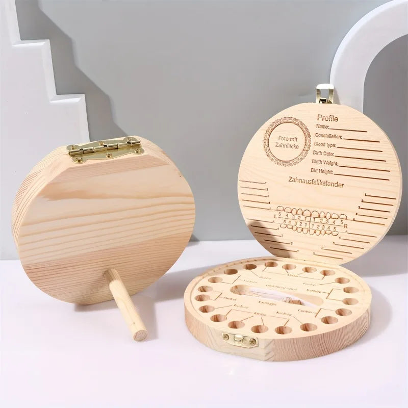 Holz Zahnaufbewahrungsbox für Babys und Kinder, Zahnholzbox, Organizer, Milchzähne, Holzaufbewahrung, Sammeln von Zähnen, Nabelschnurbox