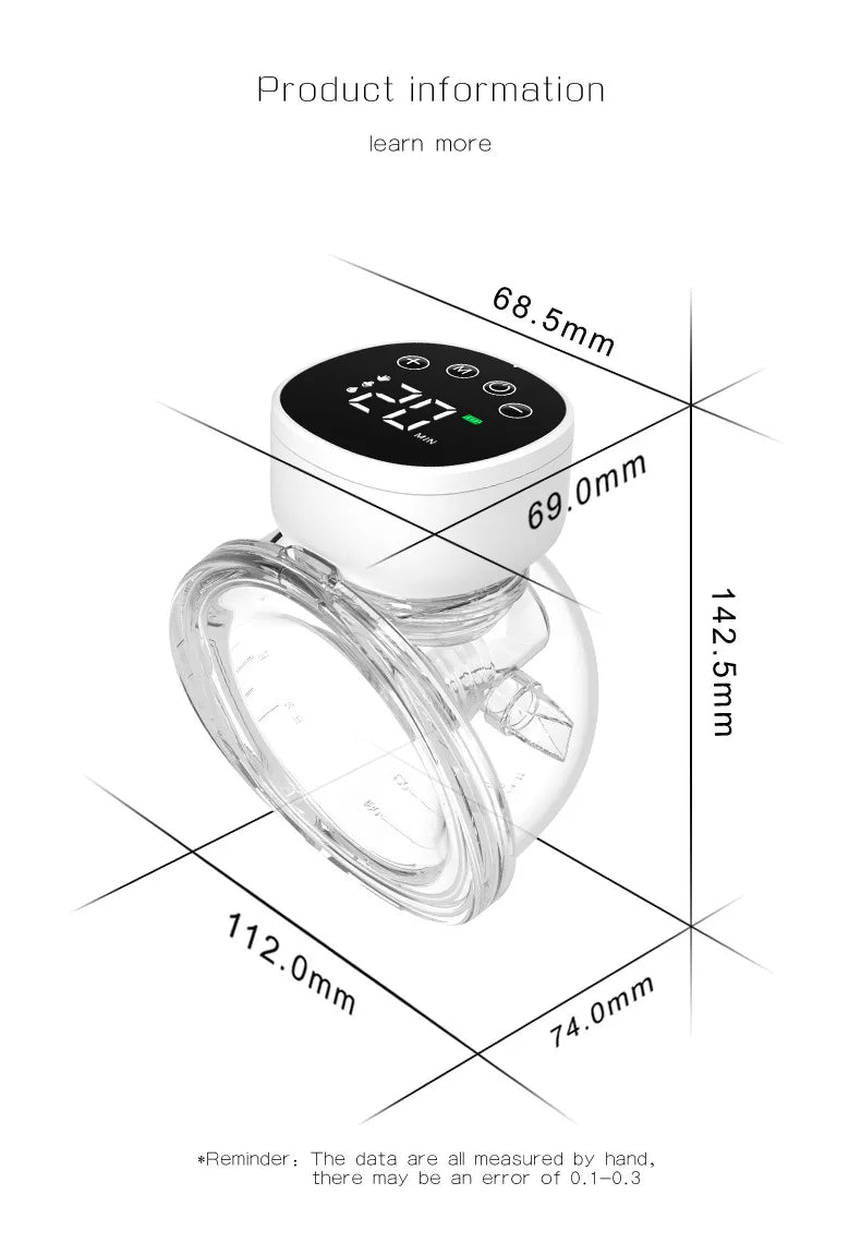 Tragbare elektrische Milchpumpe, freihändig, BPA-frei, geräuscharm, effizientes Entleeren der Brust, Stillen, tragbarer Muttermilch-Extender