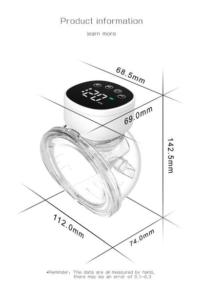 Tragbare elektrische Milchpumpe, freihändig, BPA-frei, geräuscharm, effizientes Entleeren der Brust, Stillen, tragbarer Muttermilch-Extender