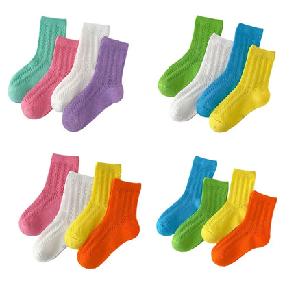 New Children Socks Cotton Soft High Elastic Socks Infant Toddler Kids Lovely Bright Color Casual Outing Breathable Socks 1-12Y