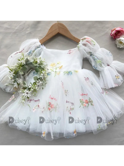 Neugeborenes Baby Mädchen Geburtstagskleid für Kleinkinder Stickerei Hochzeit Blumenmädchen Zeremonie Vestido für 1 Jahr Infantil Kleidung Kinder