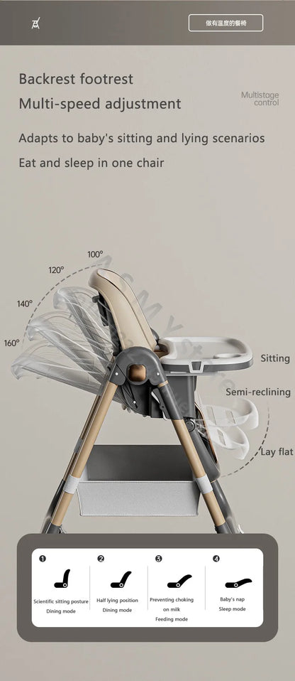 Erhöhter Baby-Esszimmerstuhl, multifunktionaler faltbarer Kinder-Esszimmerstuhl, praktischer Baby-Ess-Esszimmerstuhl, Baby-Liege