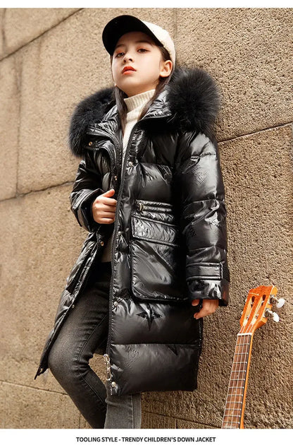 New Winter Down Cotton Jacket Girls Waterproof Hooded Coat Children Outerwear Clothing Teenage 5-16Y Clothes Kids Parka Snowsuit