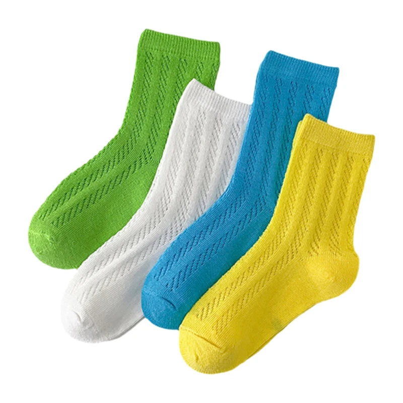 New Children Socks Cotton Soft High Elastic Socks Infant Toddler Kids Lovely Bright Color Casual Outing Breathable Socks 1-12Y