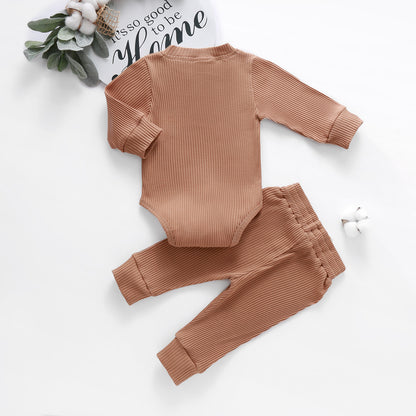 Ma&Baby 0-24M Newborn Infant Knit Baby Boy Girl Clothes Set Long Sleeve Button Romper Pants Outfits Autumn Spring Baby Clothing