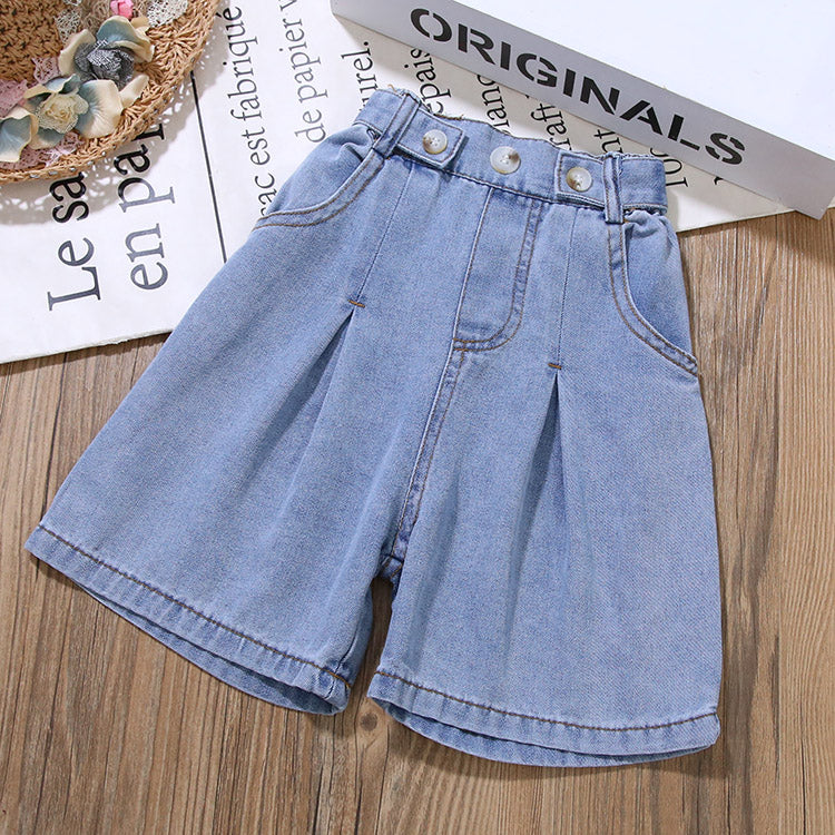 2023 Summer Girls' Clothing Set  Jazz Letter Tape Vest Tops+Jeans Pants Two-piece Set for Baby Girls