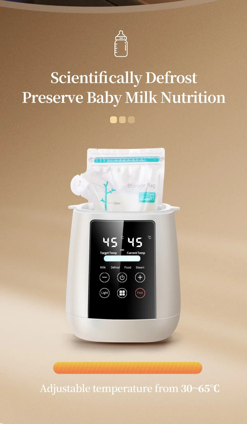 Baby Bottle Warmer & Sterilizer 6-in-1Multifuntion Breast Milk Warmer Accurate Temperature Control Baby Bottle Heater