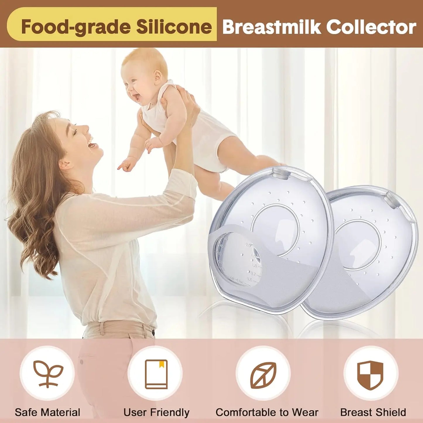 120ML Breast Shell Breastmilk Collector - 2 Pcs Silicone Nursing Cups for Moms