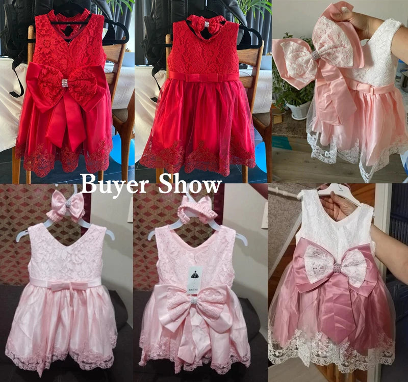 Mädchen Formelle Hochzeit Party Kleid für 1-5 Jahre Säugling Geburtstag Taufe Spitze Elegantes Kleid Weihnachtsblumenkleider für Baby Mädchen