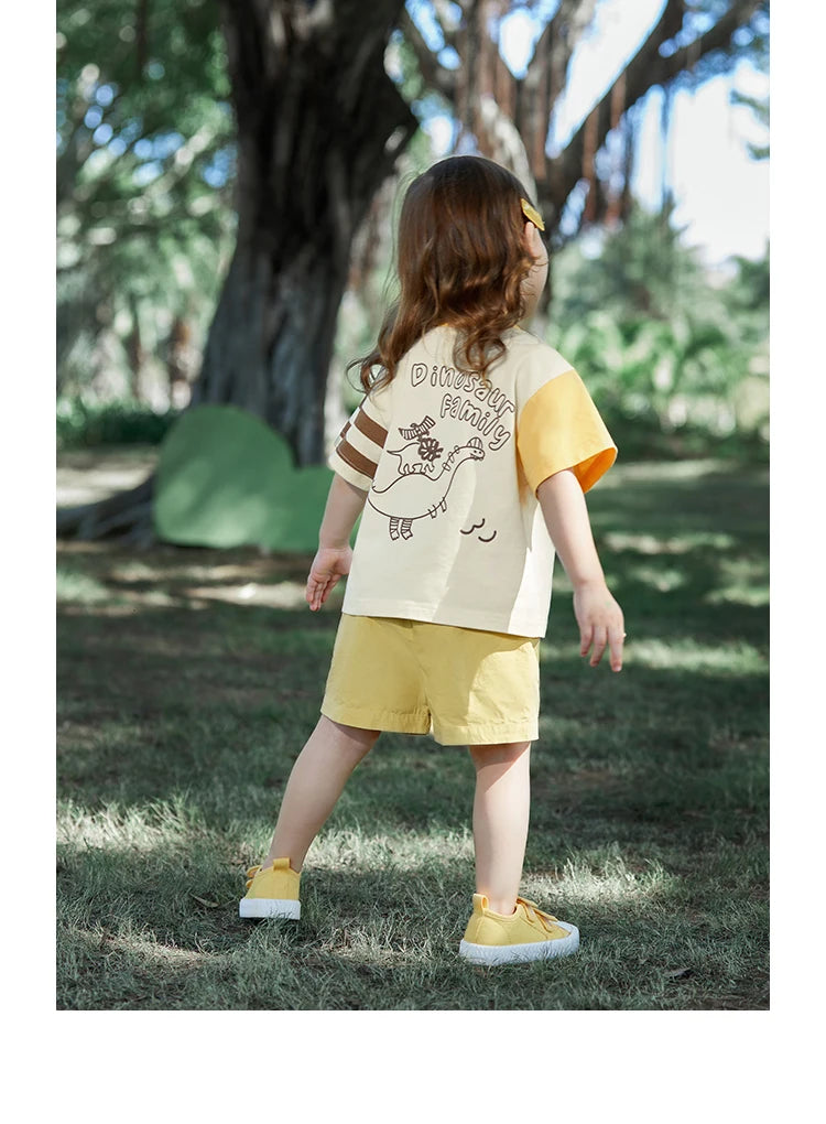 Amila Fashion T-shirt for a Boy 2023 Summer New Dinosaur Print Baby Tee 100% Cotton Baby Clothes Boy Brand Baby's Tops Kids 0-6Y