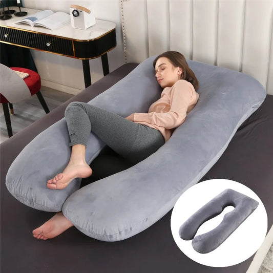 Pregnancy Body Pillow Multifunction Soft Crystal Velvet Side Lying Waist Support U-shaped Cushion Pregnant Women's Waist Pillow