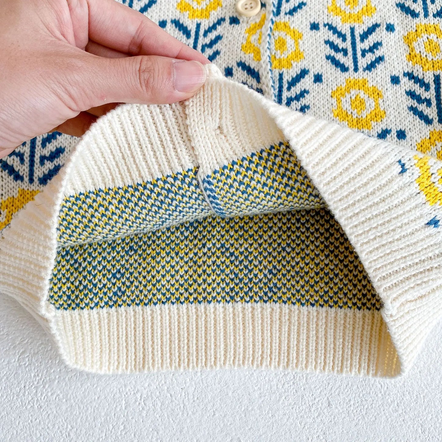 Frühling Babyanzug Kleidung, Baby Pullover mit Blumen, Mädchen Strickjacke + Overall Krabbelanzug Dreieck Hoodie Zweiteiler Set