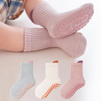 Lawadka 3 Paare/los Baumwolle kinder Socken Für Mädchen Jungen Solide Kinder Junge Mädchen Socken Nicht-slip 0-5T Casual Baby Kleinkind Socke 2024