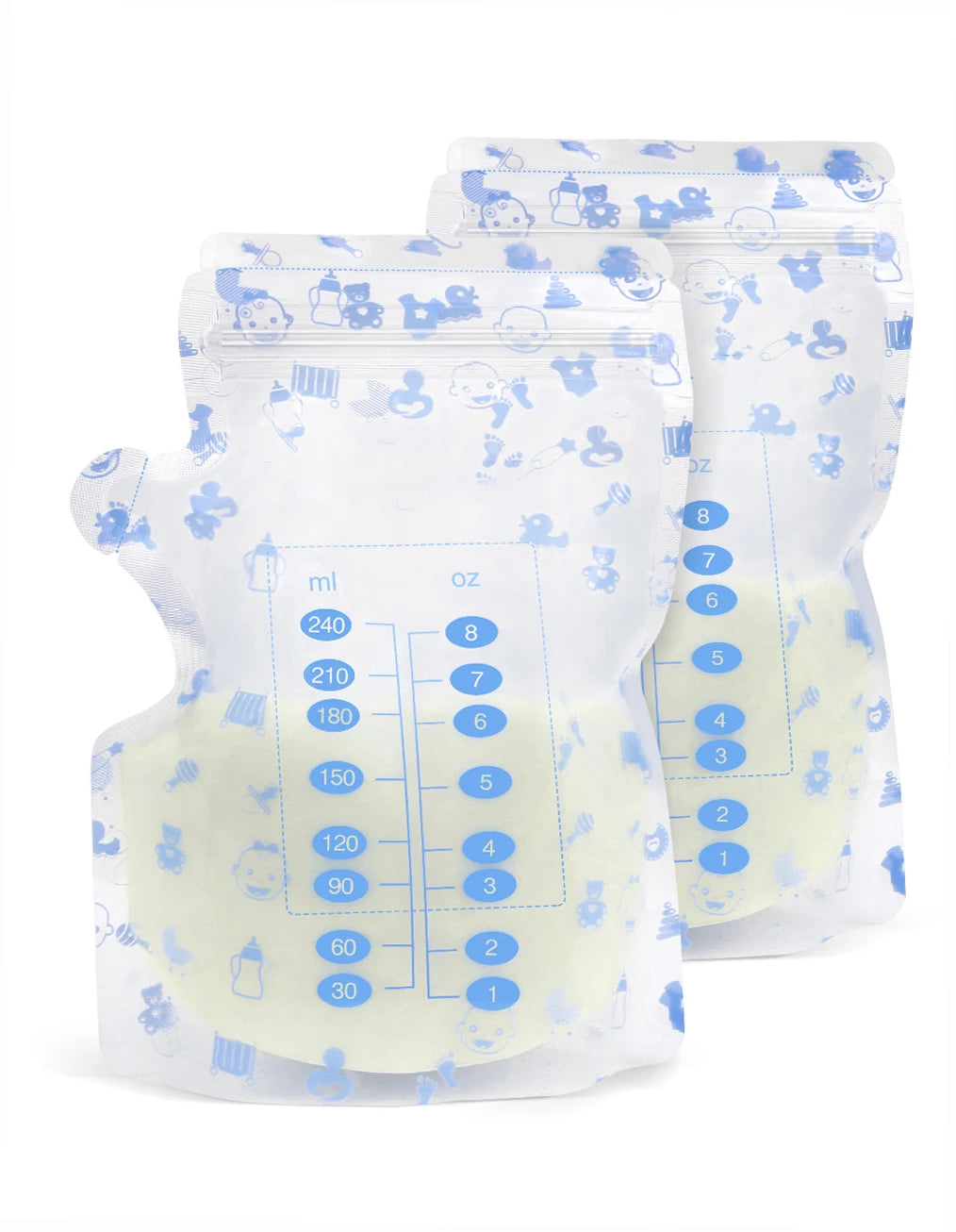 100 Pcs BPA-Free Breast Milk Storage Bags - 240ML Safe Freezing Container