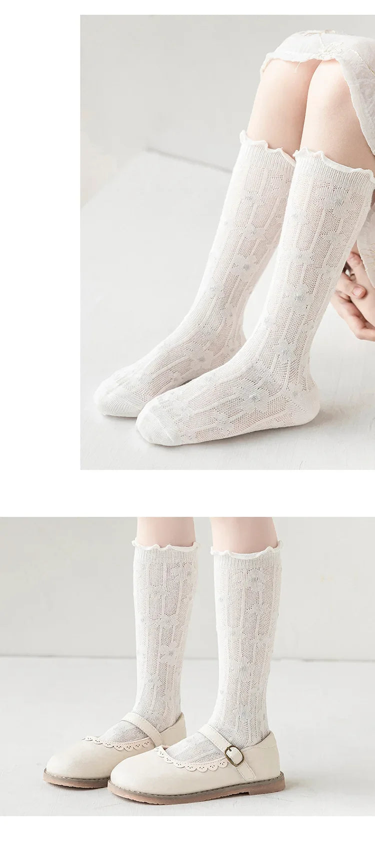 Koreanische Baby Kinder Mädchen Niedliche Socken Kinder Weiße Farbe Mesh Atmungsaktive Schuluniform Strümpfe Prinzessin Kniehohe Lange Socken