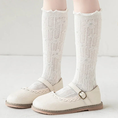 Koreanische Baby Kinder Mädchen Niedliche Socken Kinder Weiße Farbe Mesh Atmungsaktive Schuluniform Strümpfe Prinzessin Kniehohe Lange Socken