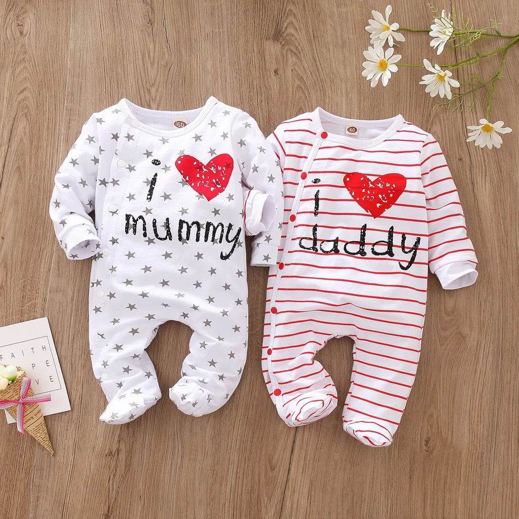 Newborn Baby Boy Girl Romper Long Sleeve Cotton Letter Print Jumpsuit Infant baby boy girl clothing Infant Pajama Outfits