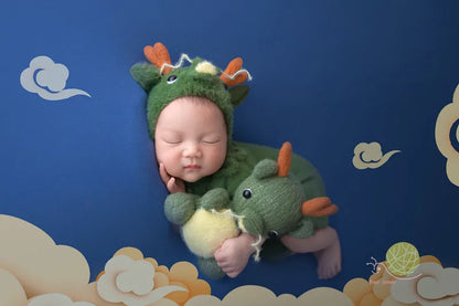 ❤️Newborn Photography Clothing Dragon Hat+Jumpsuit+Tail+Doll 4Pcs/Set Baby Photo Props Accessories Studio Shoot Clothes Outfits