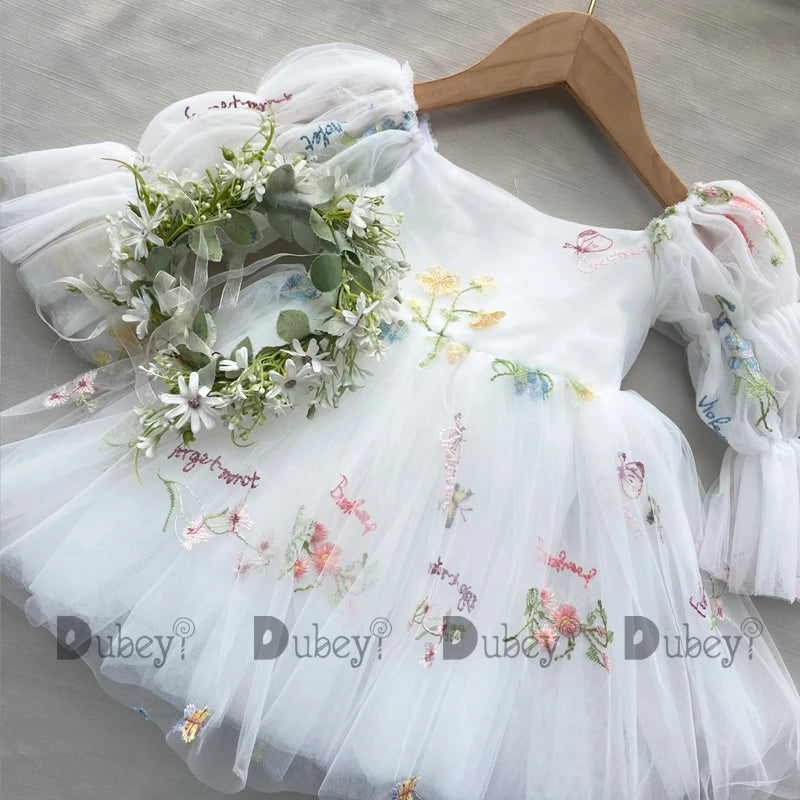 New Born Baby Girls Birthday Dress for Toddlers Embroidery Wedding flower girls Ceremony Vestido for 1Y Infantil Clothing Kids