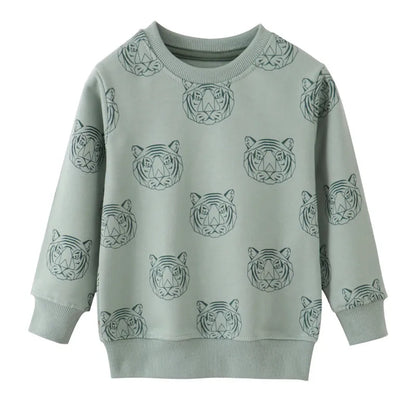 Springen Meter Neue Ankunft Cartoon Katzen Drucken Heißer Verkauf Mädchen Sweatshirts Jungen Kleidung Herbst Frühling Mode Kleinkind Shirts