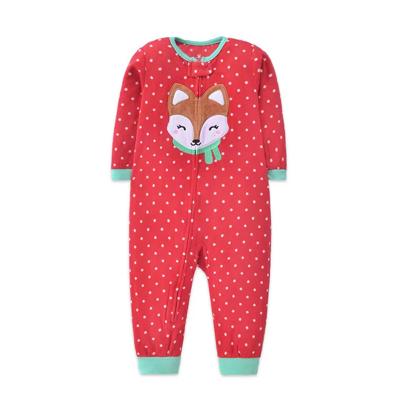 Winter Baby Clothes Pajamas Boy Girl Warm Infant Rompers Autumn Zipper Fleece Overall Animal Jumpsuit Clothing 9 12 18 24 months