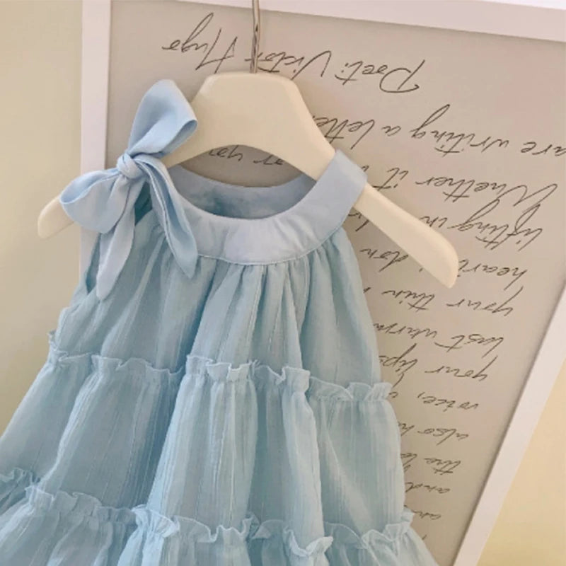 (0-3 Jahre alt) Sommer Baby Mädchen Baumwolle einfarbig Hosenträger tausend Lagen Kleid Mädchen hängenden Hals Prinzessin Kleid