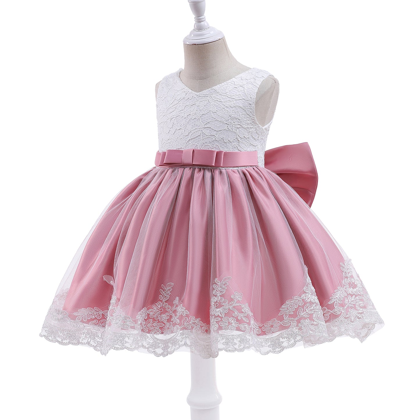 Girls Formal Wedding Party Dress for 1-5Y Infant Birthday Christening Lace Elegant Gown Christams Flower Dresses for Baby Girl