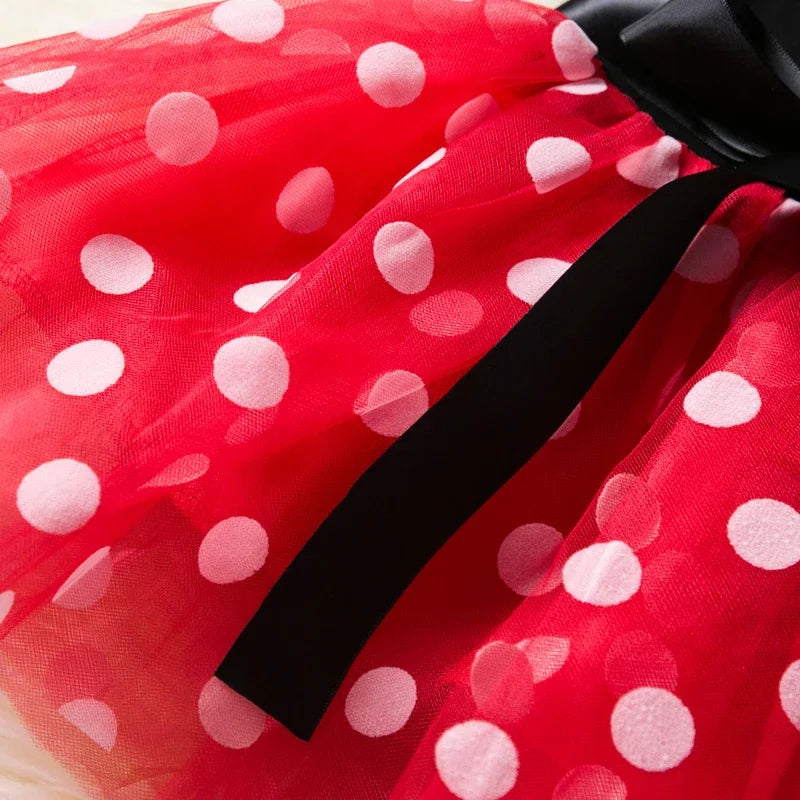 Mini Maus Baby Mädchen Kleider 2-6 Jahre Cosplay Prinzessin Kostüm für Mädchen Kinder Geburtstag Weihnachtsfeier Polka-Dot Kleider Kleidung