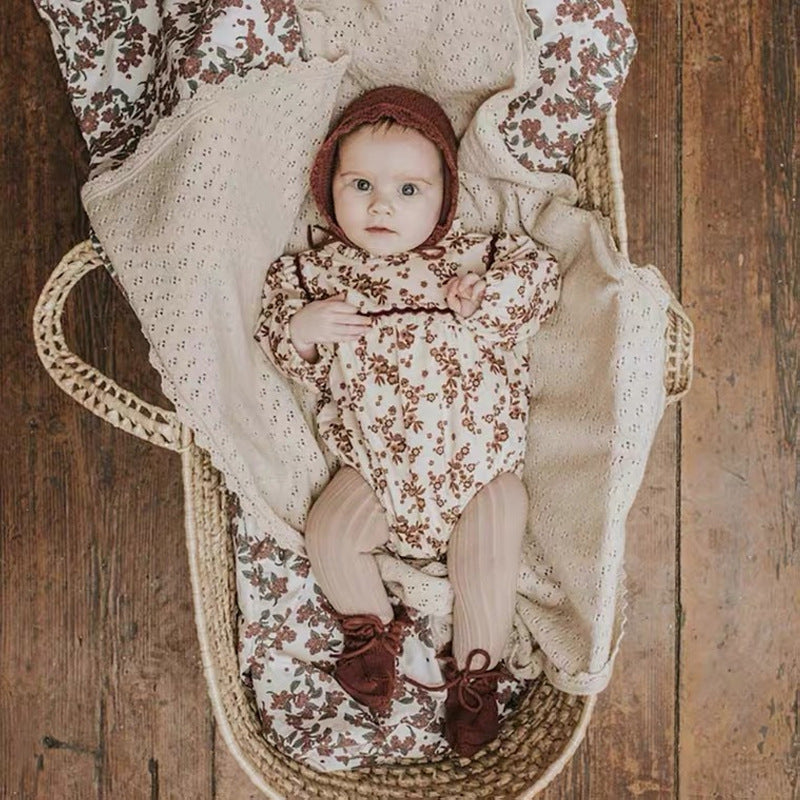 Neugeborene Babydecke, gestrickte Bettwäsche, Tröster, Wickeltuch aus Baumwolle für Neugeborene, Zubehör für Kinderwagen, Decke, Bettdecke