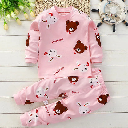 0-4 alter Kinder Tragen Herbst Baby Langarm Anzüge Mädchen Kleidung 2021 Druck Cartoon Baby Jungen Outfits Herbst winter Baby Pyjamas Set